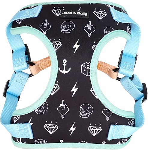Jack & Bully Arnés para perro, chaleco sin tirones, de neopreno ajustable, suave con malla transpirable, para todo tipo de clima, bulldog francés