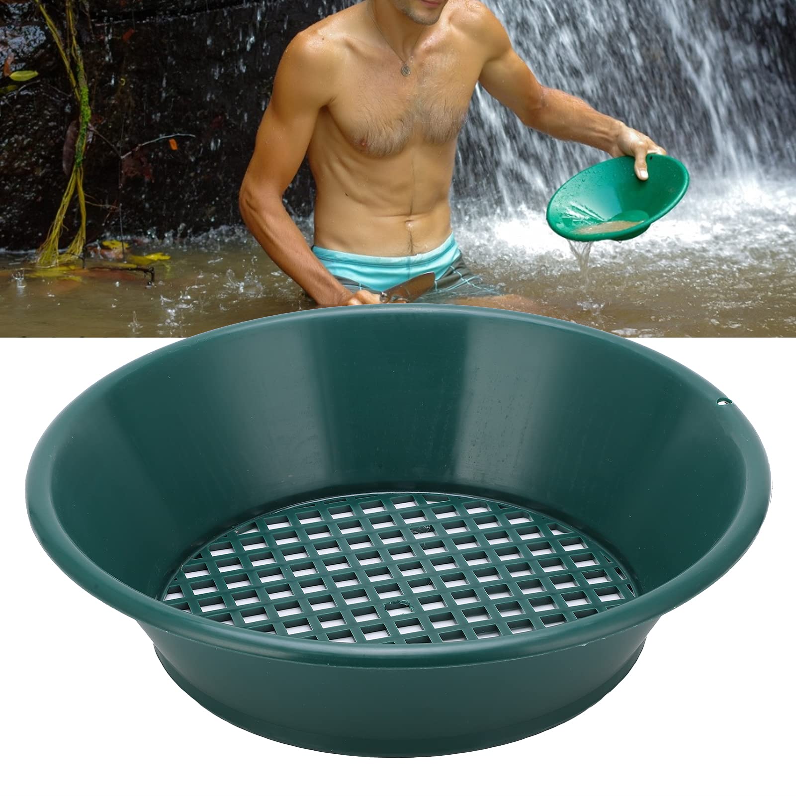 Goldwaschpfanne, Schürf- und Bergbau-Panning-Set, 350 Mm, Goldpfanne, Sieb, Siebschale, Manuelles Goldwaschwerkzeug, Zubehör für das Waschen Im Bergbau