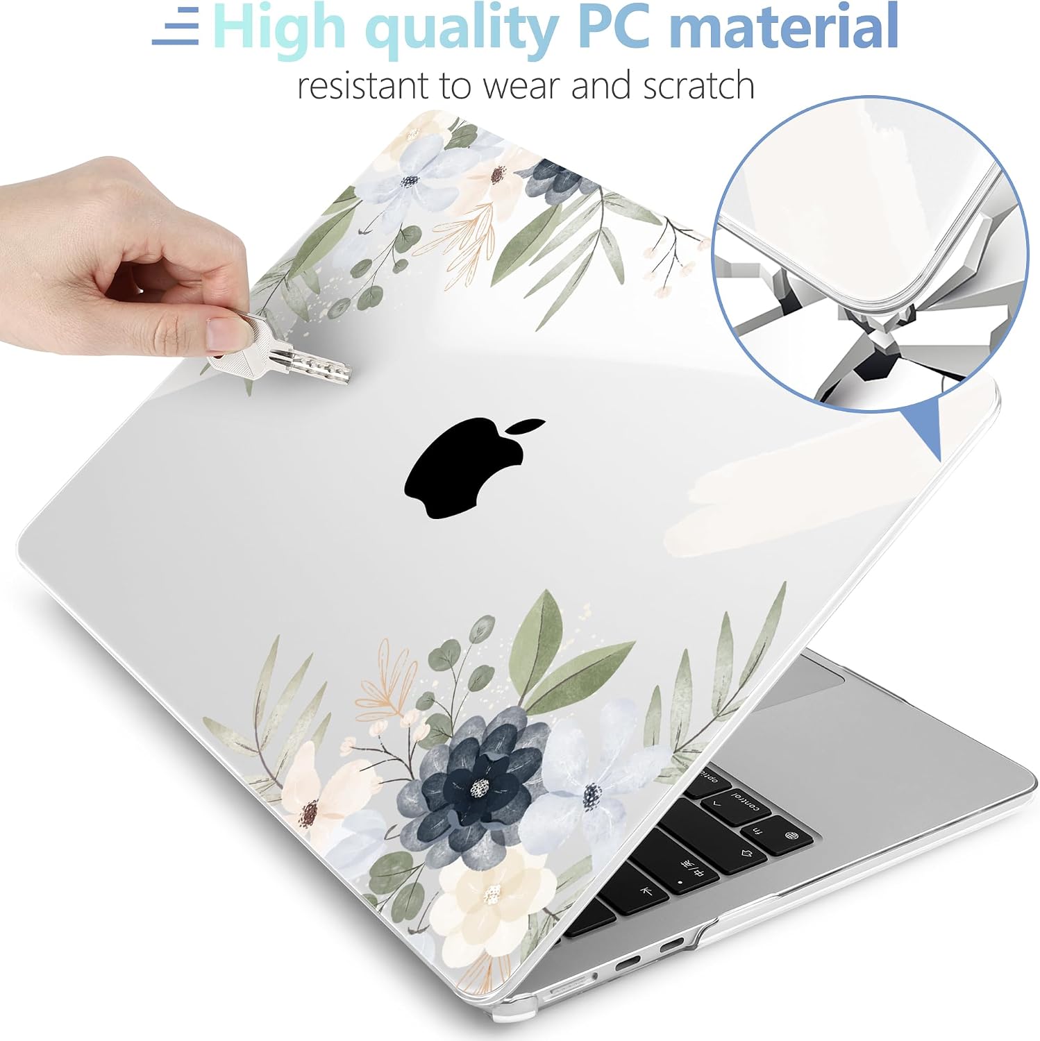 MEEgoodo for M5/M4/M3/M2 MacBook Air 15 inch Case 2026 2025 2024 2023, Case Fit Model (A3448/A3241/A3114/A2941) for MacBook Air 15.3 inch, Vintage Floral
