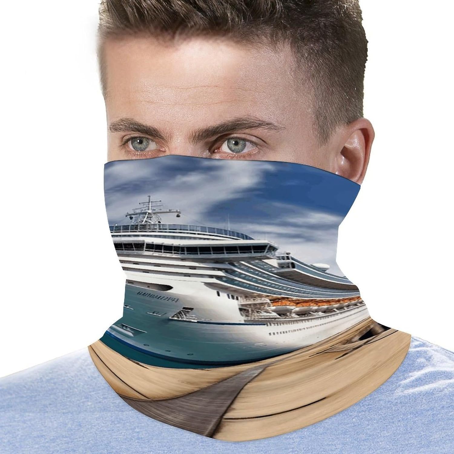 Cruise Ship Neck Gaiter UV Protection Polyester Face Gaiter Breathable Quick Dry Head Wrap Multifunctional Stretchy Seamless Bandana for Outdoor Cycling Hiking Skiing Running