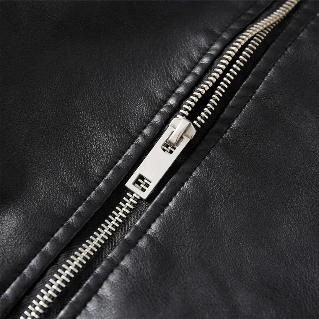 Giacche in pelle calda da uomo Slim Street Coat pieghettato cerniera invernale PU Jacket