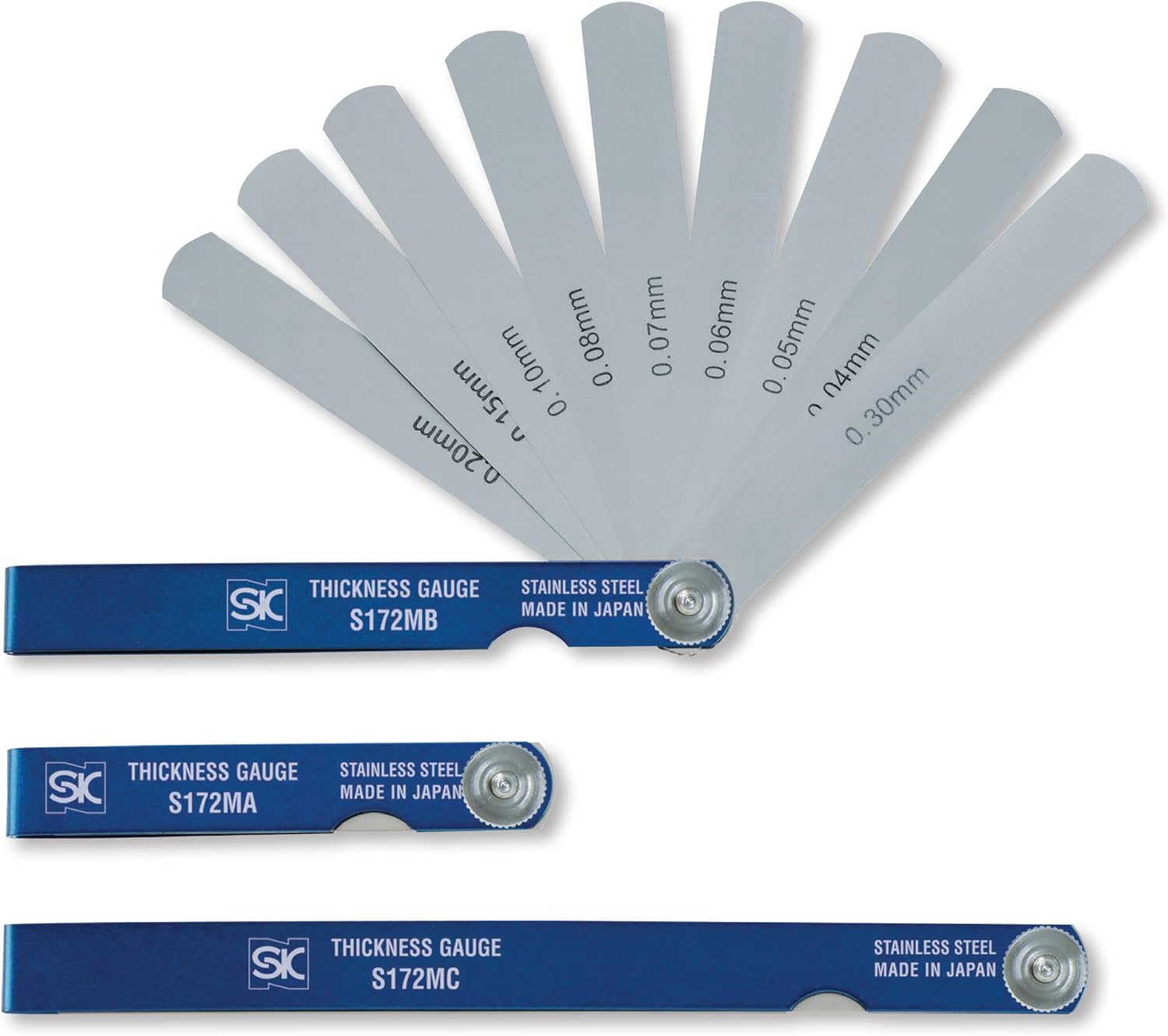 Niigata Seiki SK S172MA 0.04-0.30 mm Set of 9, Made in Japan, Stainless Steel, Set of 9