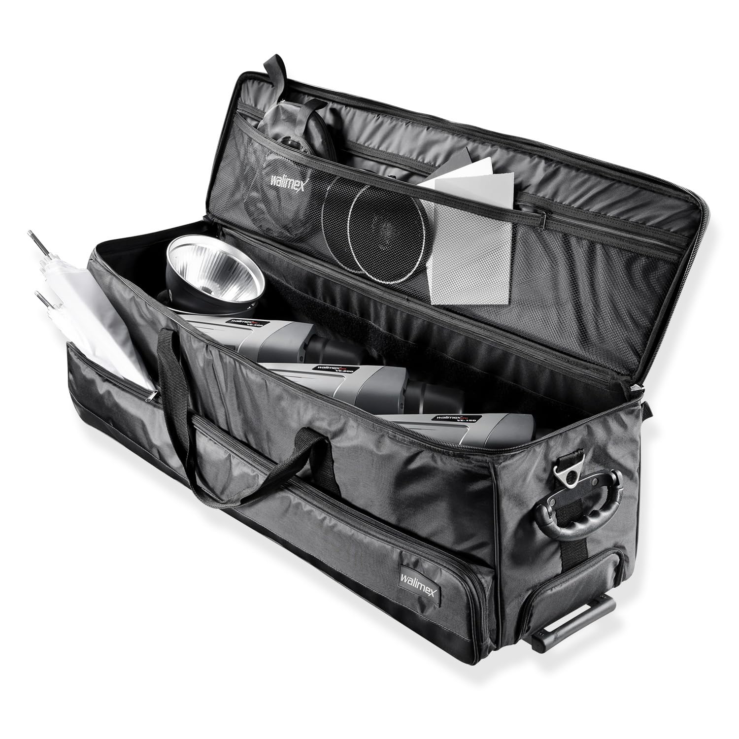 Walimex Studio-Trolley XL (INKL. ausziehbarem Trolleygriff, gepolsterten Schultergurt, Variabler Inneneinteilung)