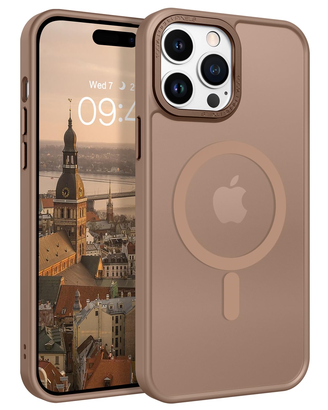 GaoBao für iPhone 14 Pro Max Hülle, Handyhülle iPhone 14 Pro Max [Kompatibel mit MagSafe] Durchscheinende Matte Magnetische Stoßfeste Anti-Fingerabdruck Hülle für 6,7 Zoll Case, Braun