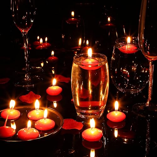 Miniatura 6 de Nuanchu 30 velas flotantes rojas para centros de mesa a granel de 1.5 pulgadas, pequeñas velas votivas flotantes sin perfume, decoración para bodas,