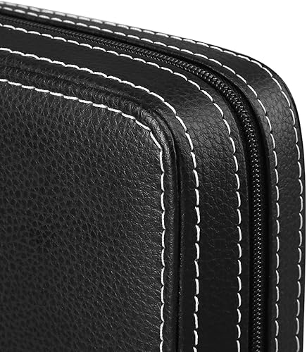 Miniatura 5 de SONGMICS UJWB50B caja organizadora con 8 compartimientos para relojes con cierre zipper, color negro, caja de viaje portable