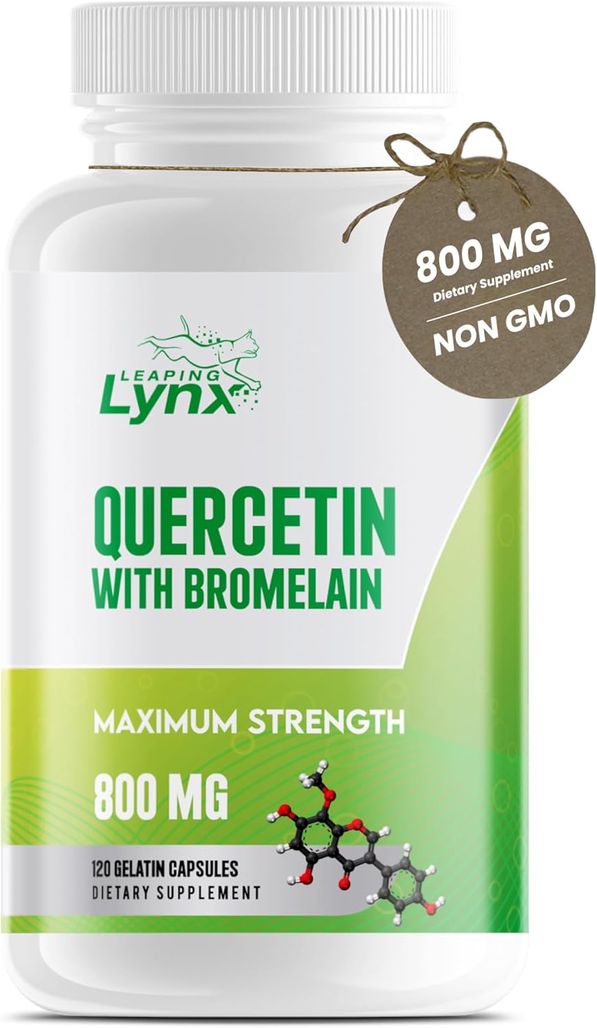 Quercetin with Bromelain – 800mg Quercetin + 165mg Bromelain | 120 Capsules (60-Day Supply) | Immune, Respiratory, and Seasonal Allergy Support | Antioxidant & Recovery Complex | Non-GMO