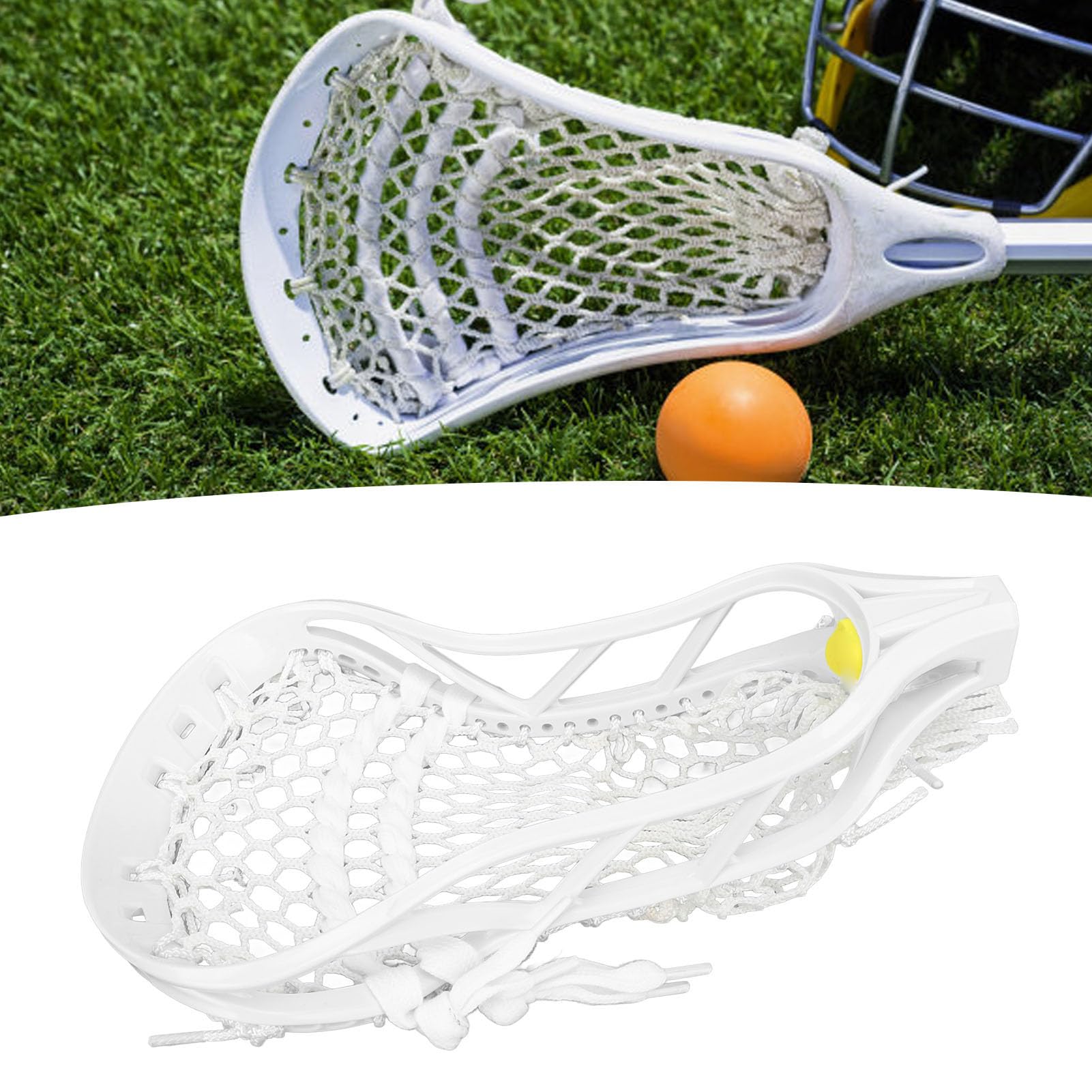 Jiawu Testa di Lacrosse in Incordata, Testa di Lacrosse Ad Alta Resistenza Nylon Dureholole Controlo Migliorato per Competizione di