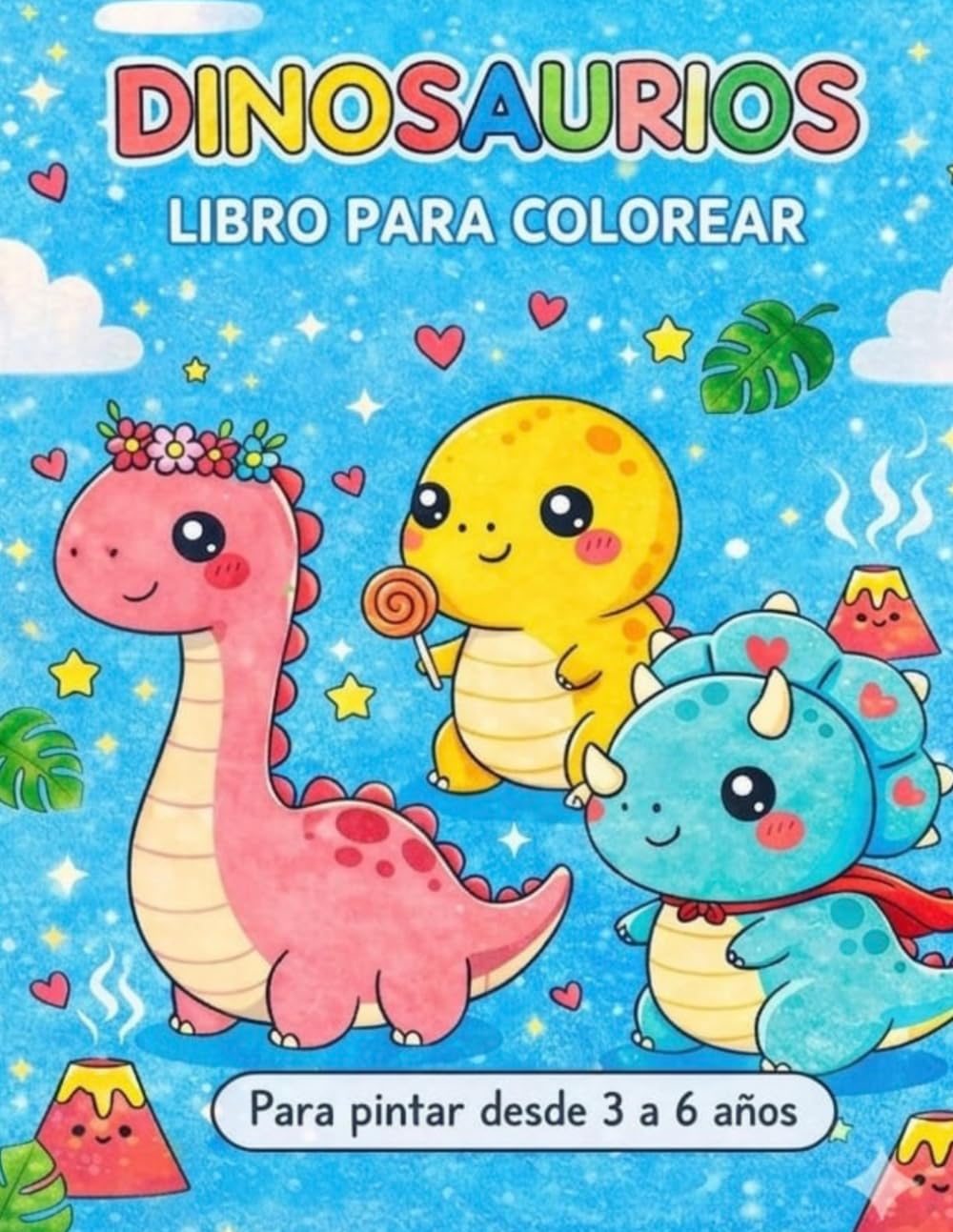 DINOSAURIOS.LIBRO PARA COLOREAR DINOSAURIOS PARA NIÑOS DE 3 A 6 AÑOS