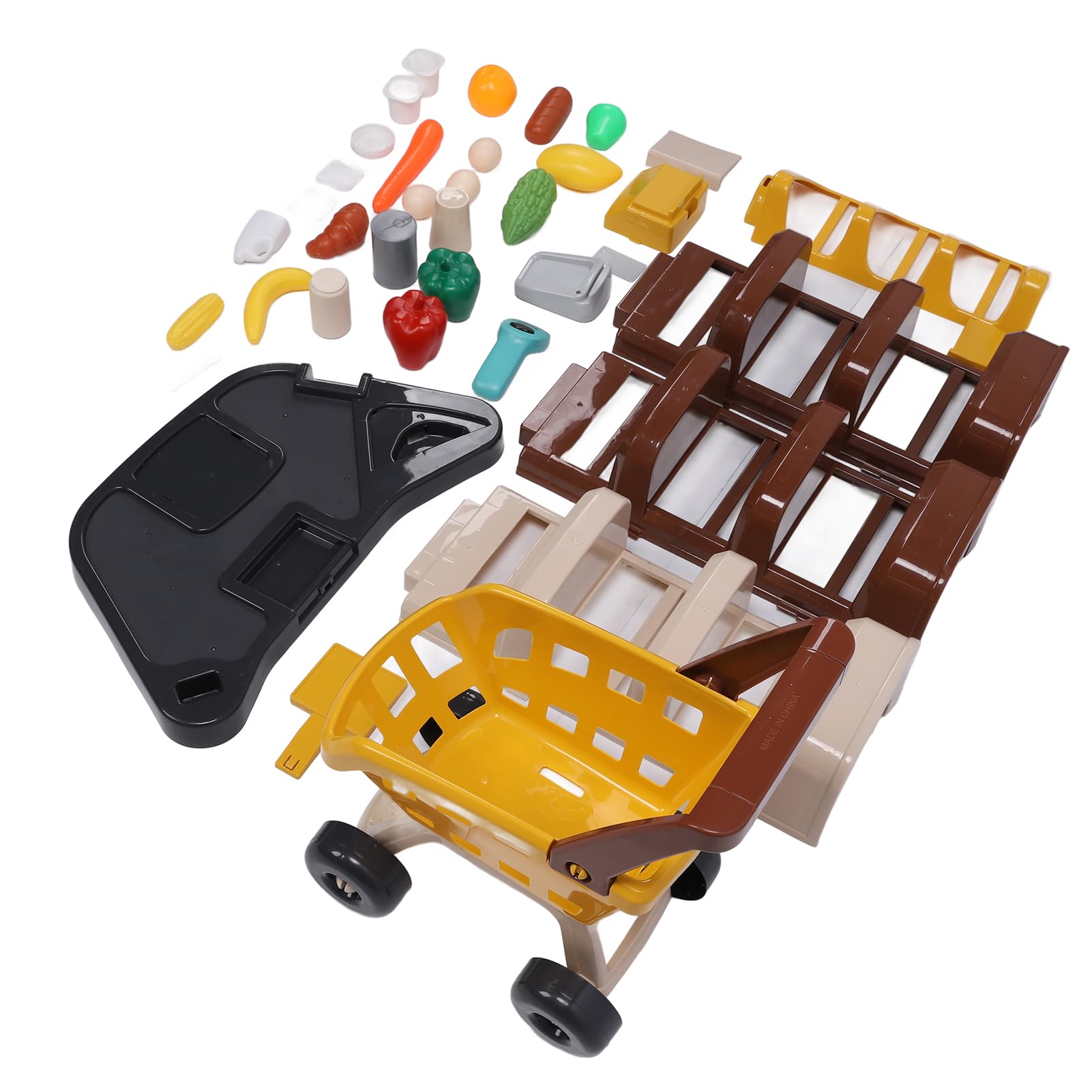 Alomejor Set da Gioco per il Negozio di Alimentari per Bambini, con Scanner Funzionante e Registratore di Cassa per il Carrello della spesa. Gioca a Giocattoli Alimentari
