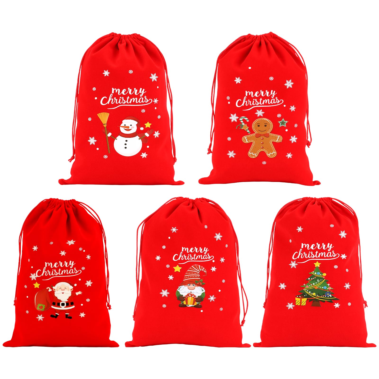 Tapleap Coth Christmas Drawstring Gift Bags Bulk, 50Pcs 7x10 Red Velvet Pouches, For Wrapping Holiday Party Favors Like Tarot, Notebooks for Friends,