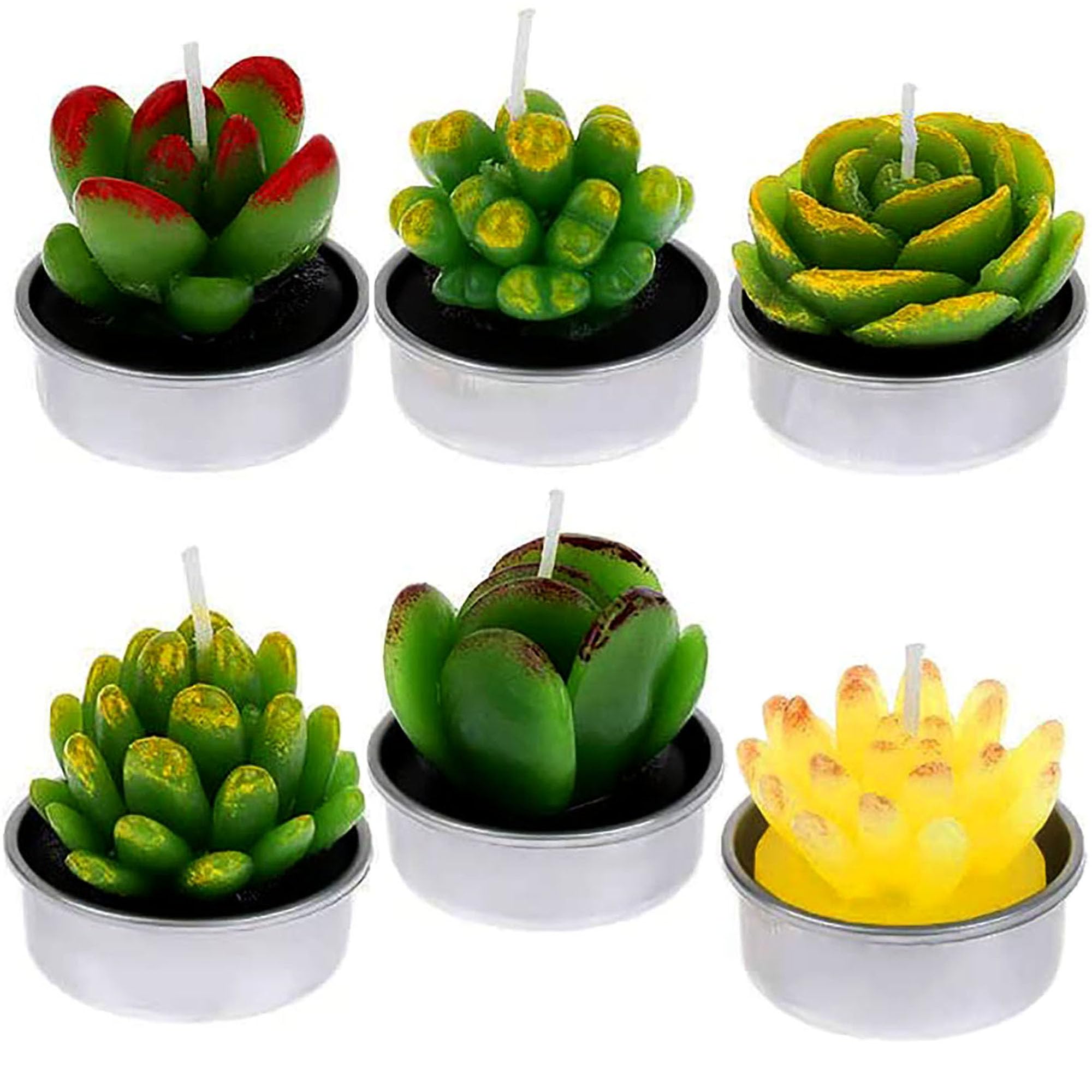 JIAMIAN 6 velas creativas de cactus para suculentas, hechas a mano, delicadas, lindas mini plantas suculentas, perfectas para decoración del hogar