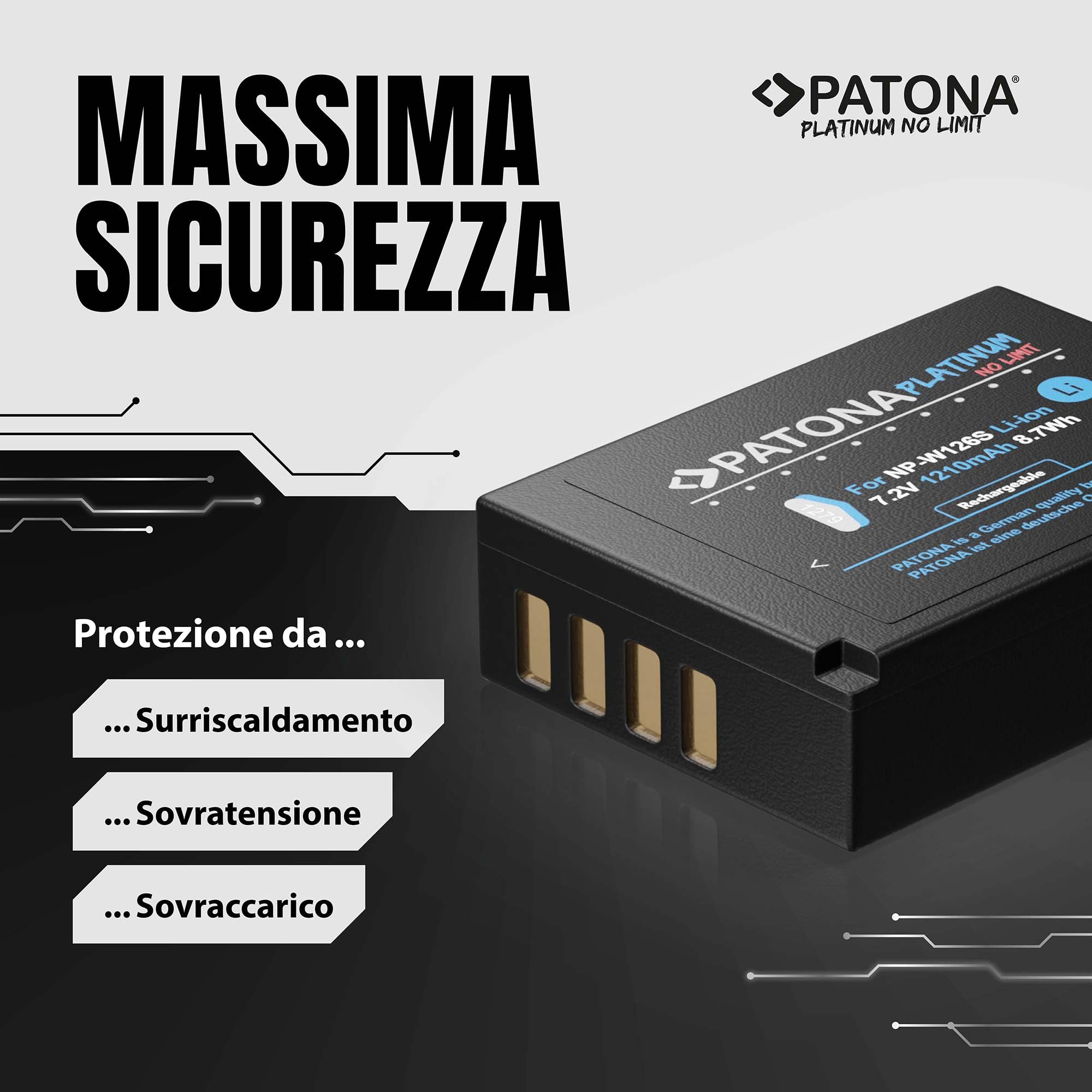 PATONA 2x Platinum Batteria NP-W126s 1210mAh – ricambio per Fuji Fujifilm X-T5 X-T50 X100VI X100F X-S10 X-M5 X-T30 II X-Pro3 – celle ad alte prestazioni, doppio pack