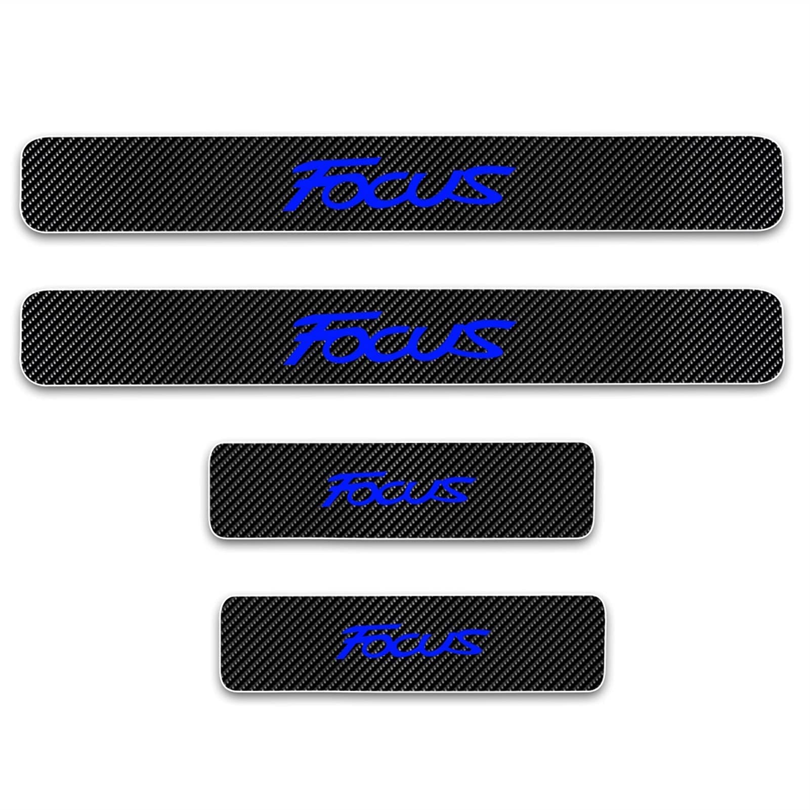 4 pcs Carbon Fiber Car Door Sill Protector Strips for Fo-rd Focus, Welcome Pedal Guard Kick Plates Sticker Threshold Cover Auto Decorative Accessories,Blue