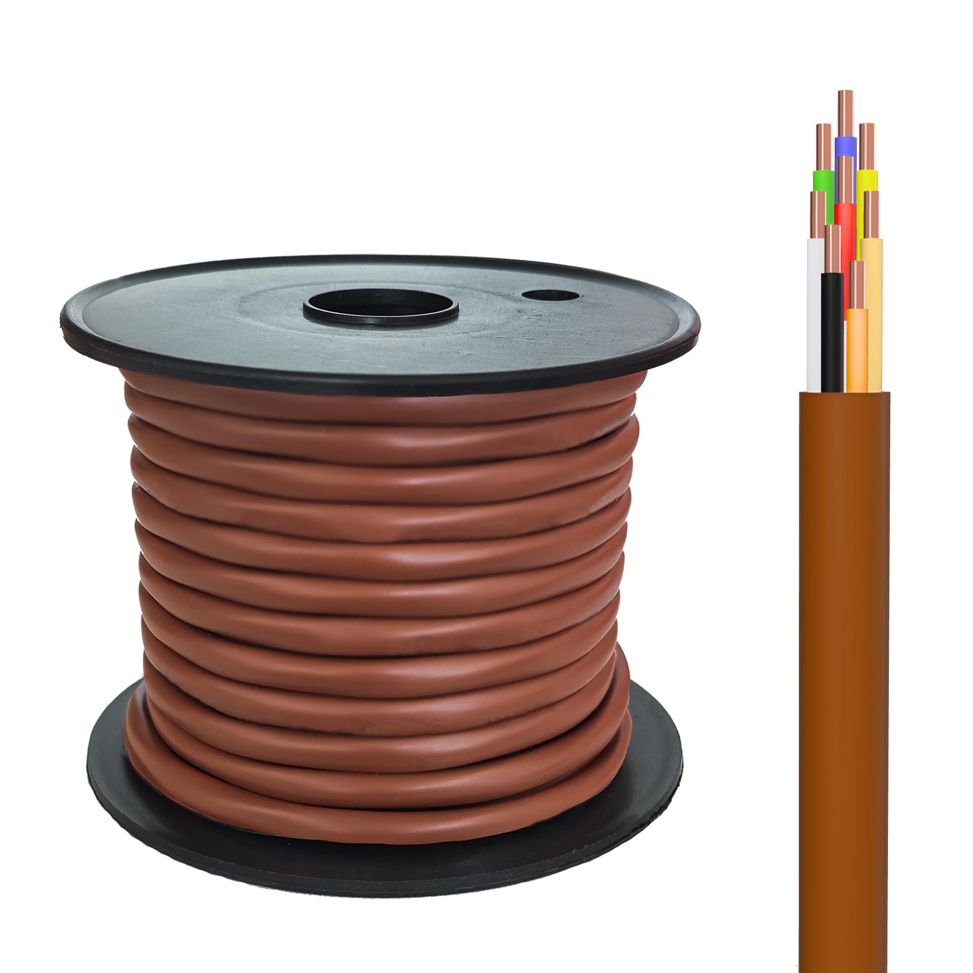 Photo 1 of FRUDRIK Thermostat Wire - Solid Copper 18 Gauge - CL2- Power Circuit Cable (18/8Brown, 25ft)