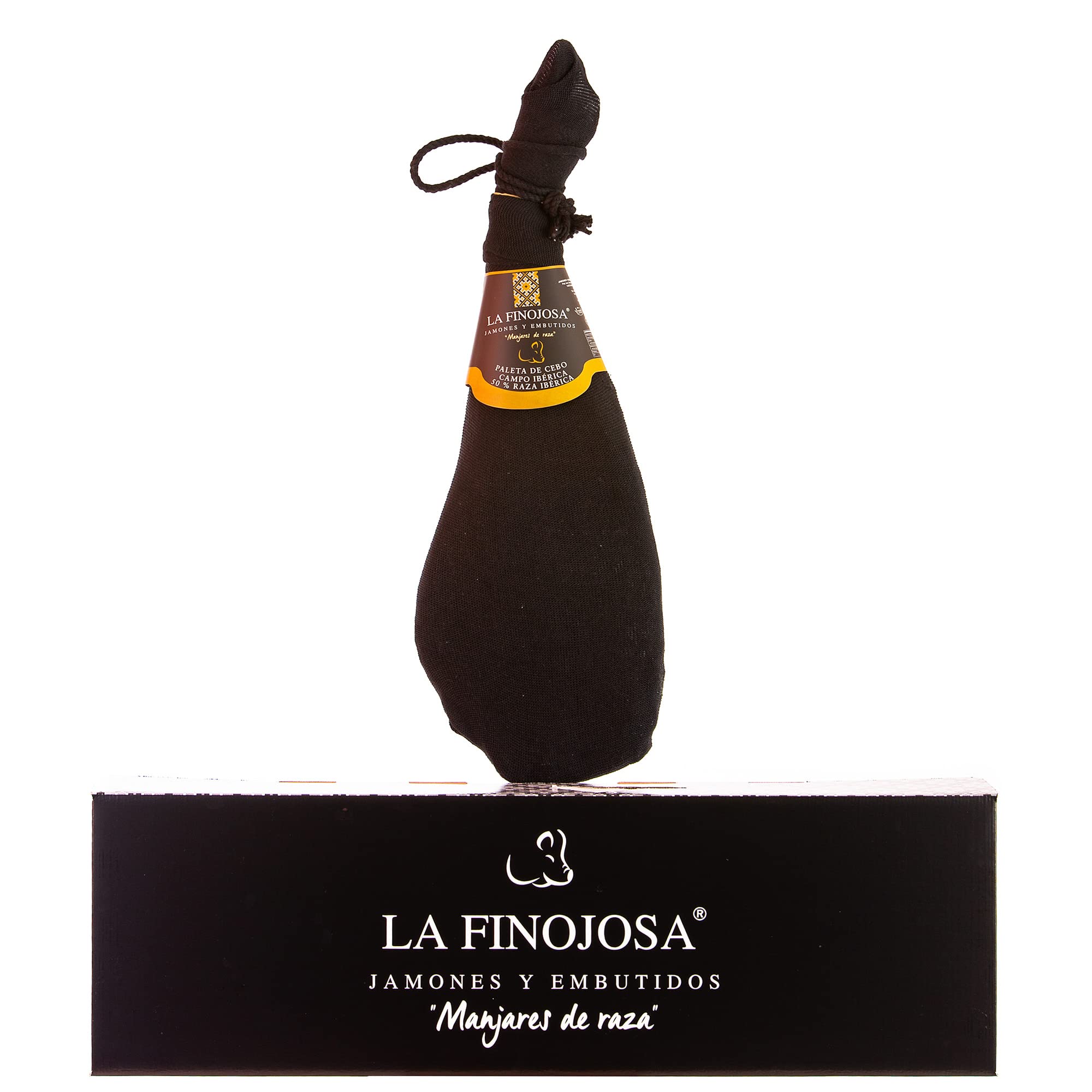 Paleta de Cebo de Campo Ibérica 50% Raza Ibérica - Pieza Entera - Peso de 5 a 5,5 kg - Mínimo 20 Meses de Curación - Paletilla de Jamón - Aroma Intenso y Agradable - La Finojosa