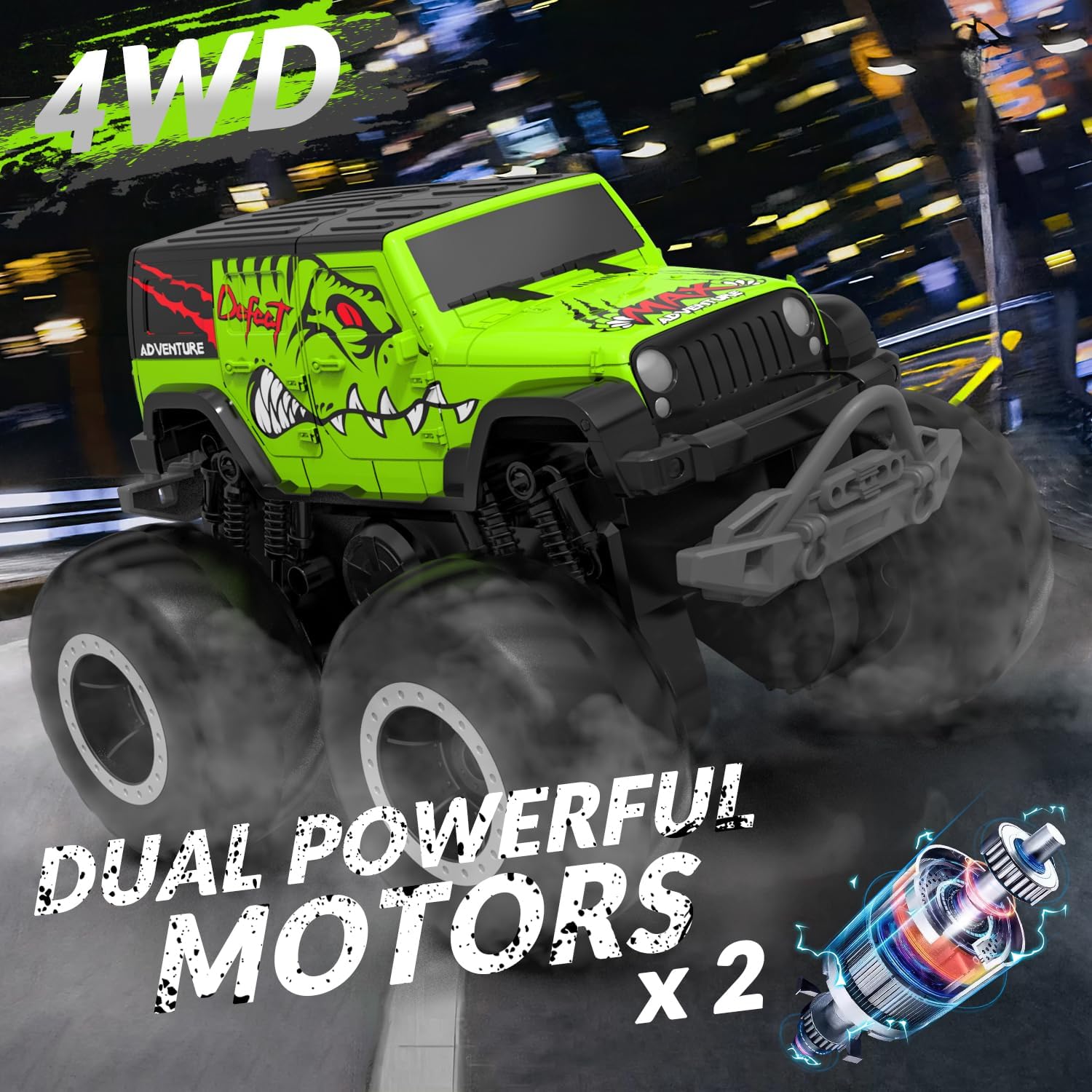 STEMTRON Amphibious Remote Control Car 2.4GHz 1:20 All Terrain Off-Road RC Car Remote Control Boat Gifts for Kids Boys Green