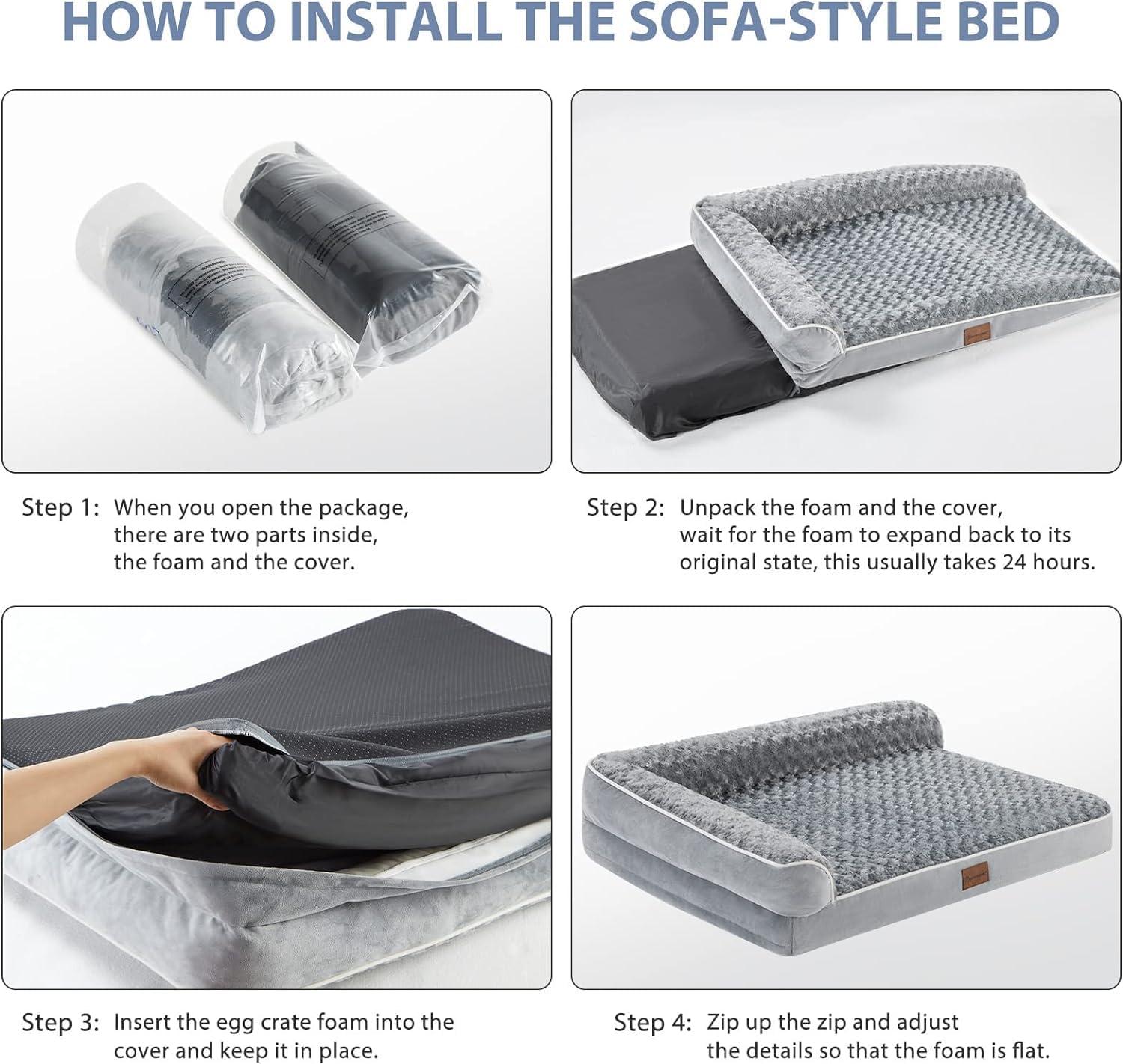 review Orthopedic Dog Beds for Large Dogs - Pet Sofa with Removable Washable Cover, Waterproof Lining and Nonskid Bottom (X-Large)