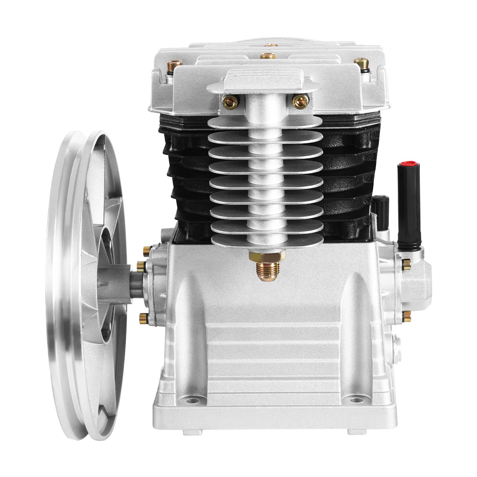 Compresor de aire, 3 HP 0,8 MPa, cabezal de bomba de compresor de aire de dos cilindros, cilindro de 250 l/min, 65 mm, con amortiguador de filtro de aire, válvula de succión y descarga