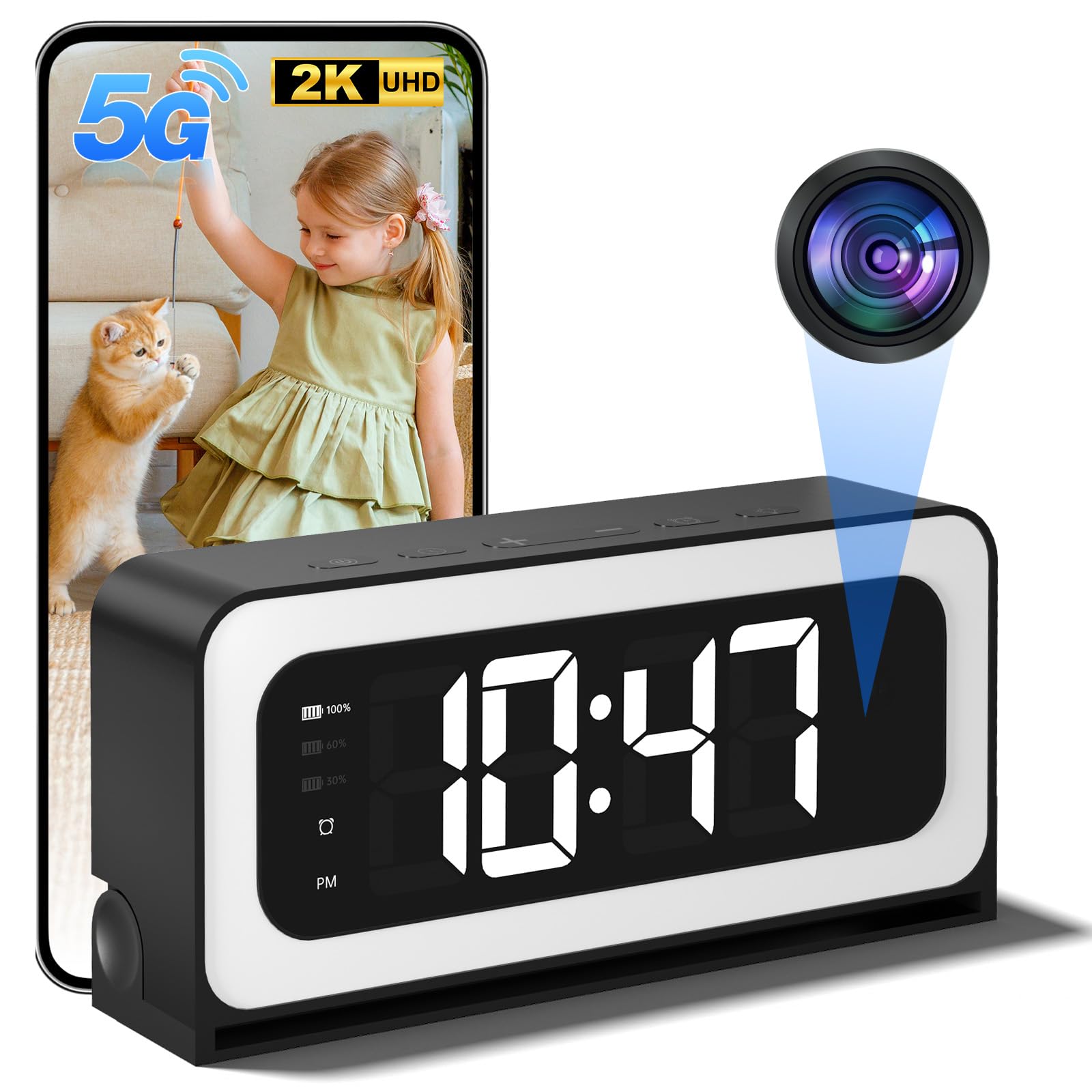 Clock Camera 2K 5G 2 4G WiFi Wireless Indoor Camera for Home Security 3 in 1 pet Camera