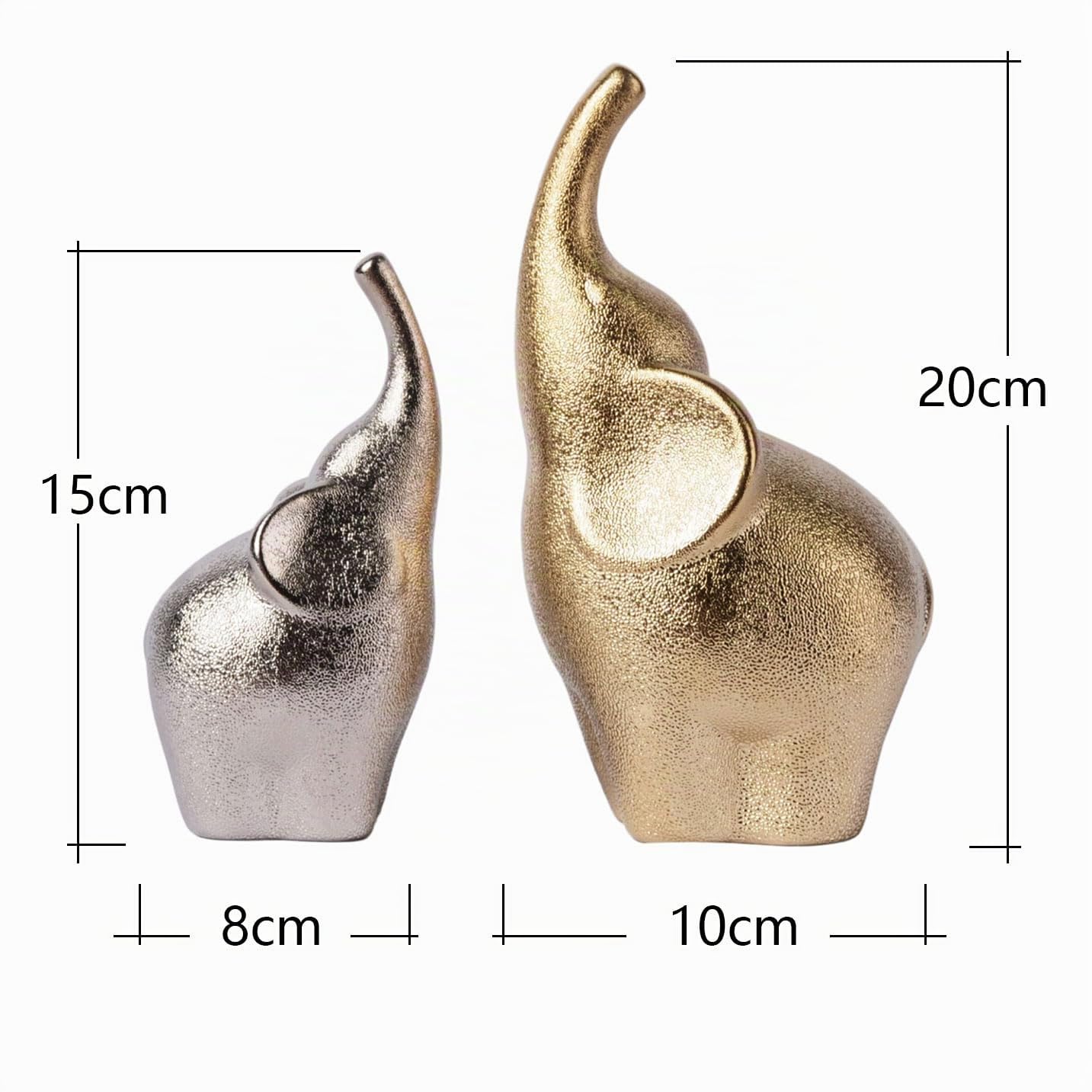 HAUCOZE 2pcs Statue Elefante Scultura Animale Figurina Moderna Decorazione Mensola Arte Regalo per Scaffalf Scrivania Soprammobili Ceramica 20cm