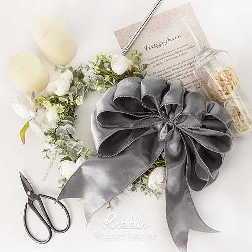 Vista 11 de Ribbli Cinta de satén rosa claro con alambre de 1.5 pulgadas, cinta de Navidad rosa para envolver regalos, coronas, guirnaldas, decoración