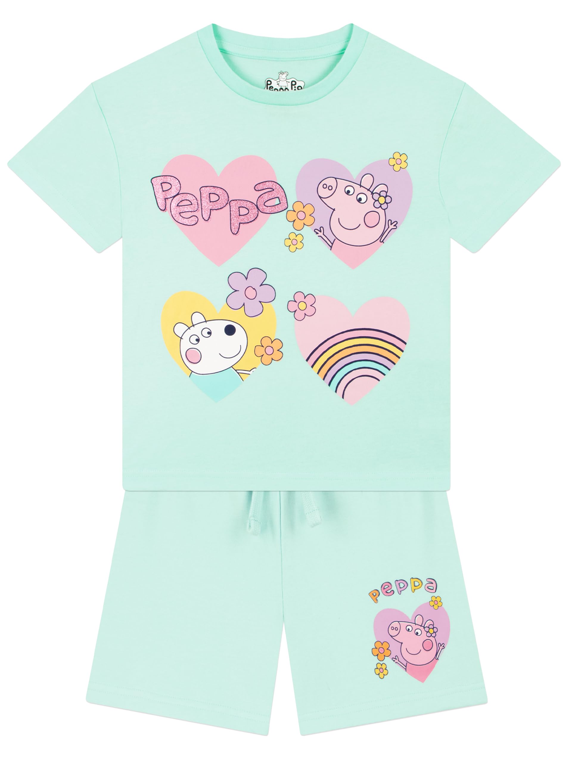 Peppa Pig Tshirt And Girls Shorts | Girls T Shirt And Shorts Set | Cotton Kids Clothes | Blue 18-24 Months