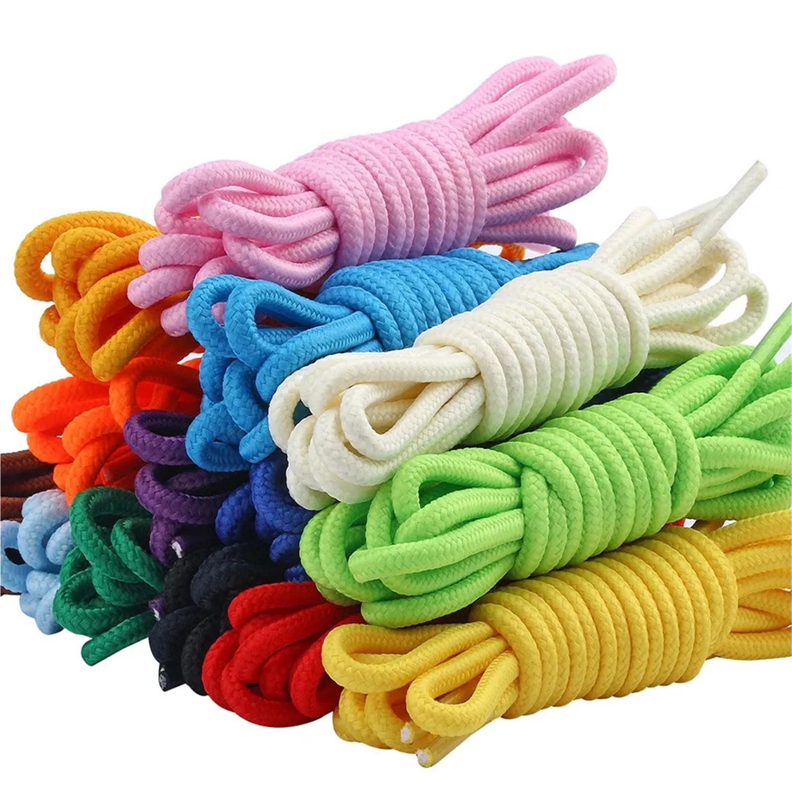 Lot de 14 paires de lacets ronds classiques solides et ronds en polyester résistant