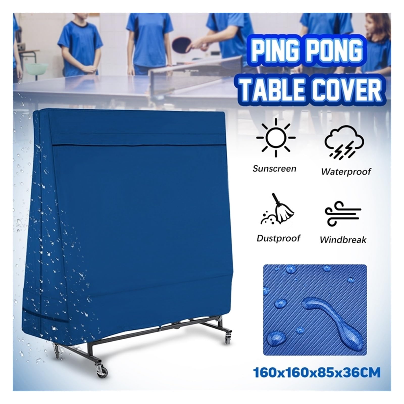 Funda Plegable for Mesa de Ping Pong Exterior, 160 x 85 cm, Impermeable, a Prueba Polvo, Funda Protectora for Muebles para Exteriores e Interiores