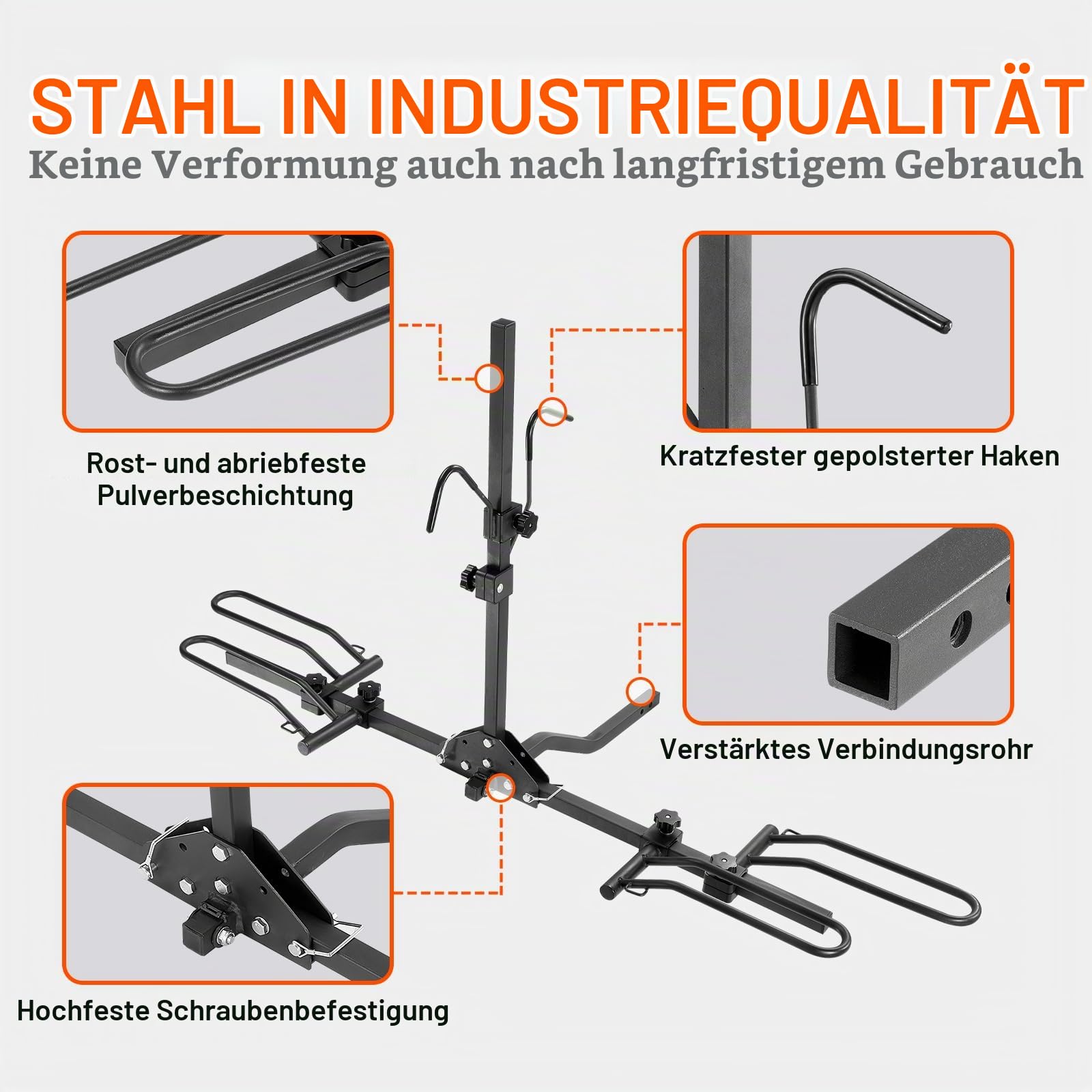 VEVOR Fahrradträger zur Anhängerkupplung, 2-Fahrrad-Plattform-Stil, 36 kg Kapazität, Fahrradträger-Kupplung für 31,75/50,8 mm Empfänger, Zusammenklappbarer Fahrradträger für Auto, SUV, LKW usw.