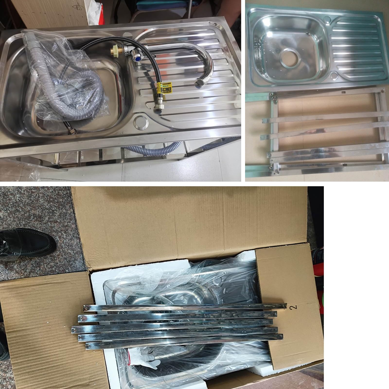 Fregadero Industrial Comercial Con Grifo De Agua Caliente Y Fría Fregadero Independiente 1 Seno Con Estación De Trabajo Fregadero De Acero Inoxidable Con Estante De Almacenamiento Para Lavandería (Si