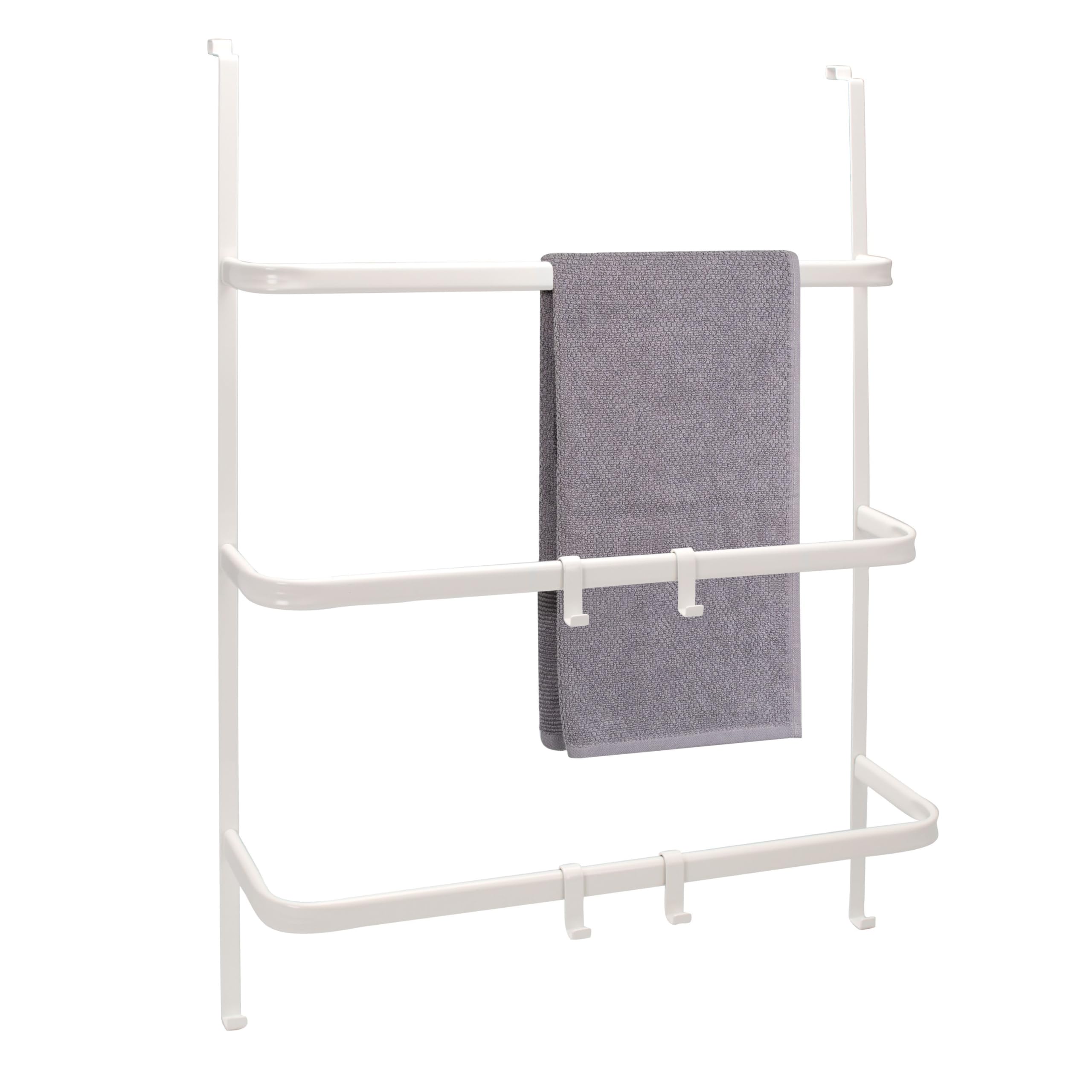 bremermannHanging Door Storage Towel Holder with 4 Practical Hooks (White)