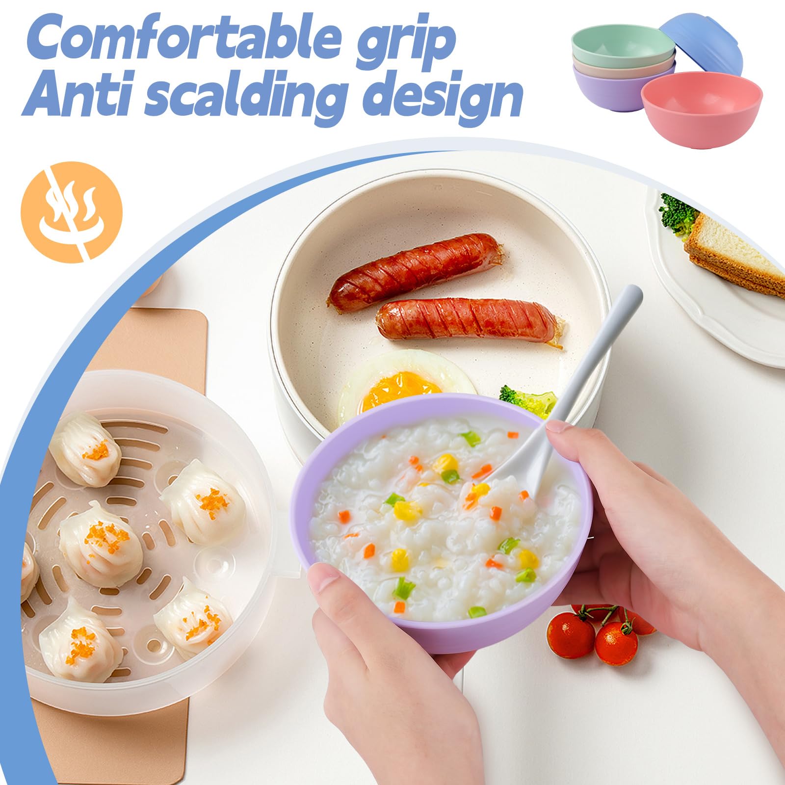 Set di 10 Ciotole in plastica, Ciotola da campeggio, riutilizzabili, senza BPA, infrangibili e leggere, Ciotole plastica,adatte per frutta,snack, per bambini e adulti
