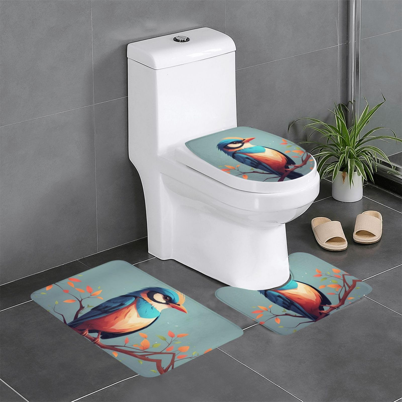 Tapis de salle de bain antidérapants oiseaux pour sécuriser les sols glissants