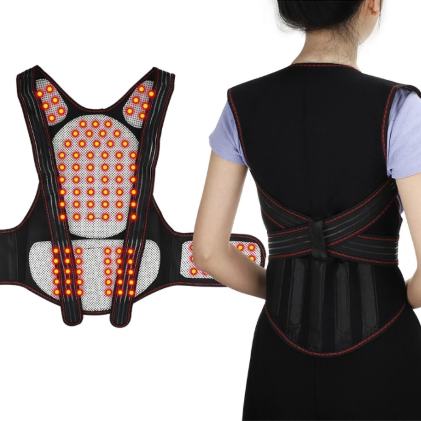 Faja Lumbar Cinturón Corrector De Postura para Espalda, Espalda, Hombros Y Columna Vertebral, con 108 Imanes Y Terapia De Autocalentamiento Cinturón Apoyo Lumbar(XL)