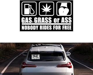 Car Stickers, Gas Grass or Ass Stickers for Cars, Car Bumper Decoration, Car Vinyl Decal Sticker, Funny Car Decals, Car Exterior Decoration for Car Trucks Van SUV Window Wall Laptop (Black)