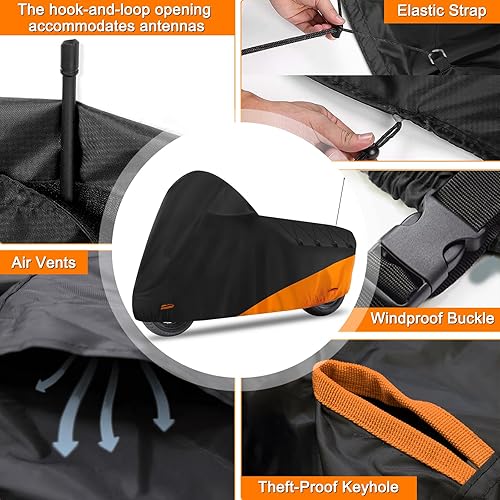 Miniatura 2 de Funda para motocicleta, impermeable para todas las estaciones, para exteriores, con empalme de línea inclinada, L, se adapta a Harley Davidson de