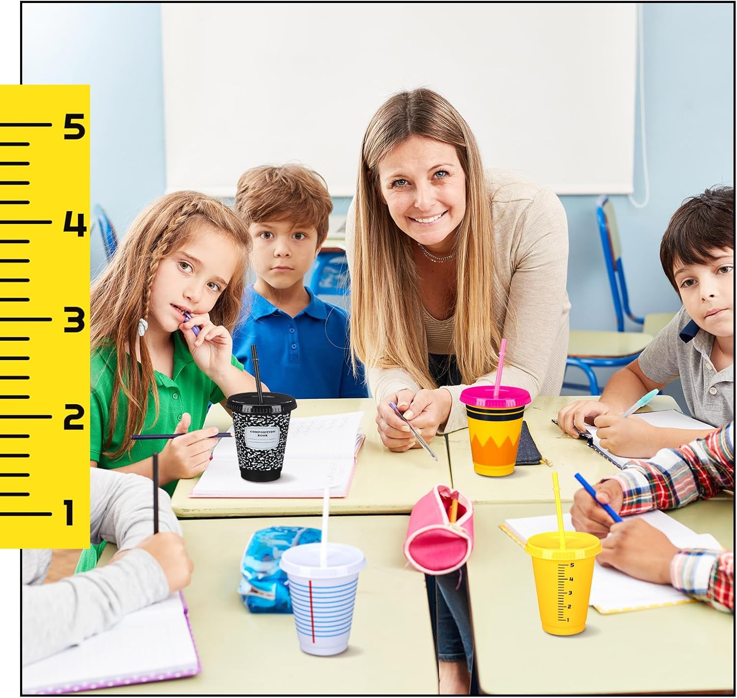 Rtteri 12 Pcs Teacher Appreciation Gifts Cups Teacher Valentine Gifts Bulk Reusable 16 oz Plastic Coffee Cups in Bulk Reusable Appreciation Tumblers with Lids and Straws - Image 7