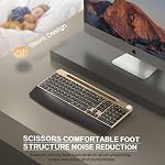 GAMCATZ Clavier sans fil ergonomique avec dossier de repos bas de poignet,Porte-téléphone/tablette, conception de quiet,Windows & Mac OS, sans fil de taille complète USB Clavier d'ordinateur pour bureau, Laptop, PC, Mac, Windows-Gold