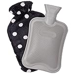 HomeTop Premium Classic Rubber Hot or Cold Water Bottle with Soft Fleece Cover (Space Black)