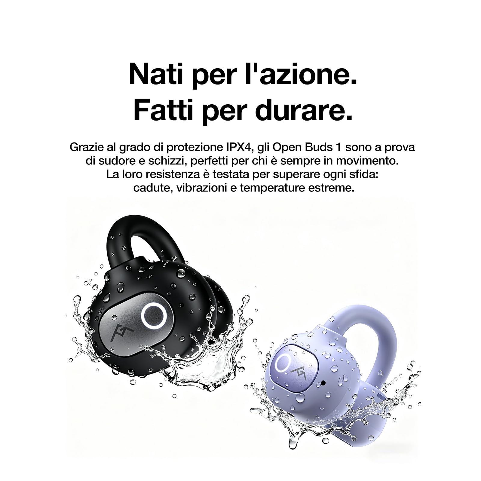 AGM Open Buds 1 Auricolari Bluetooth 5.4 Wireless, Design Open-Ear & Microfono ENC, Cuffie Leggere Senza Dolore all'Orecchio, IPX4 Impermeabile, Custodia USB-C con Display LED