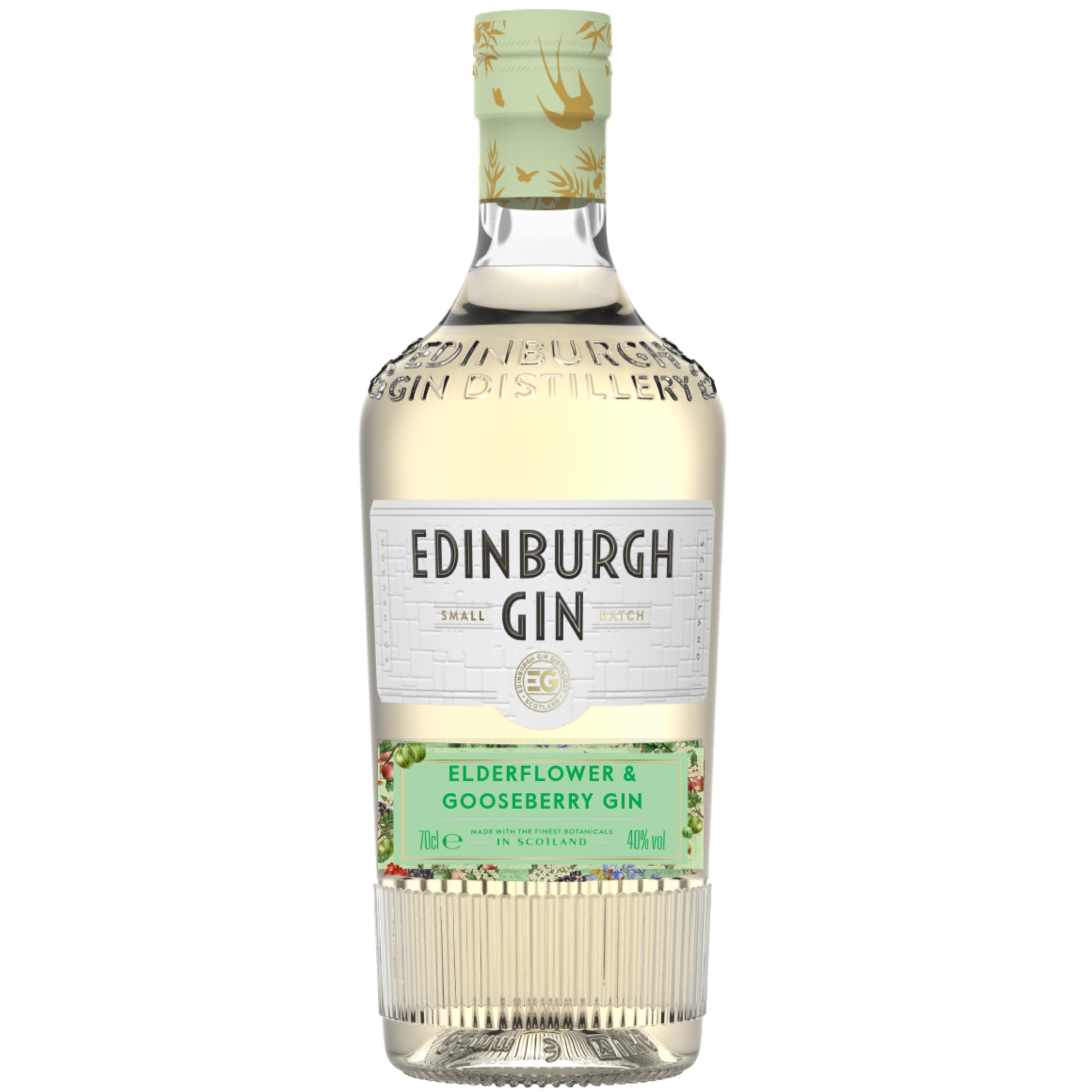 Edinburgh Gin Elderflower and Gooseberry Flavoured Gin 70cl | 40% ABV | 100% Naturally Flavoured | Perfect Pairing of Sweet and Tart for Refreshing Balance | Perfect for Gifting