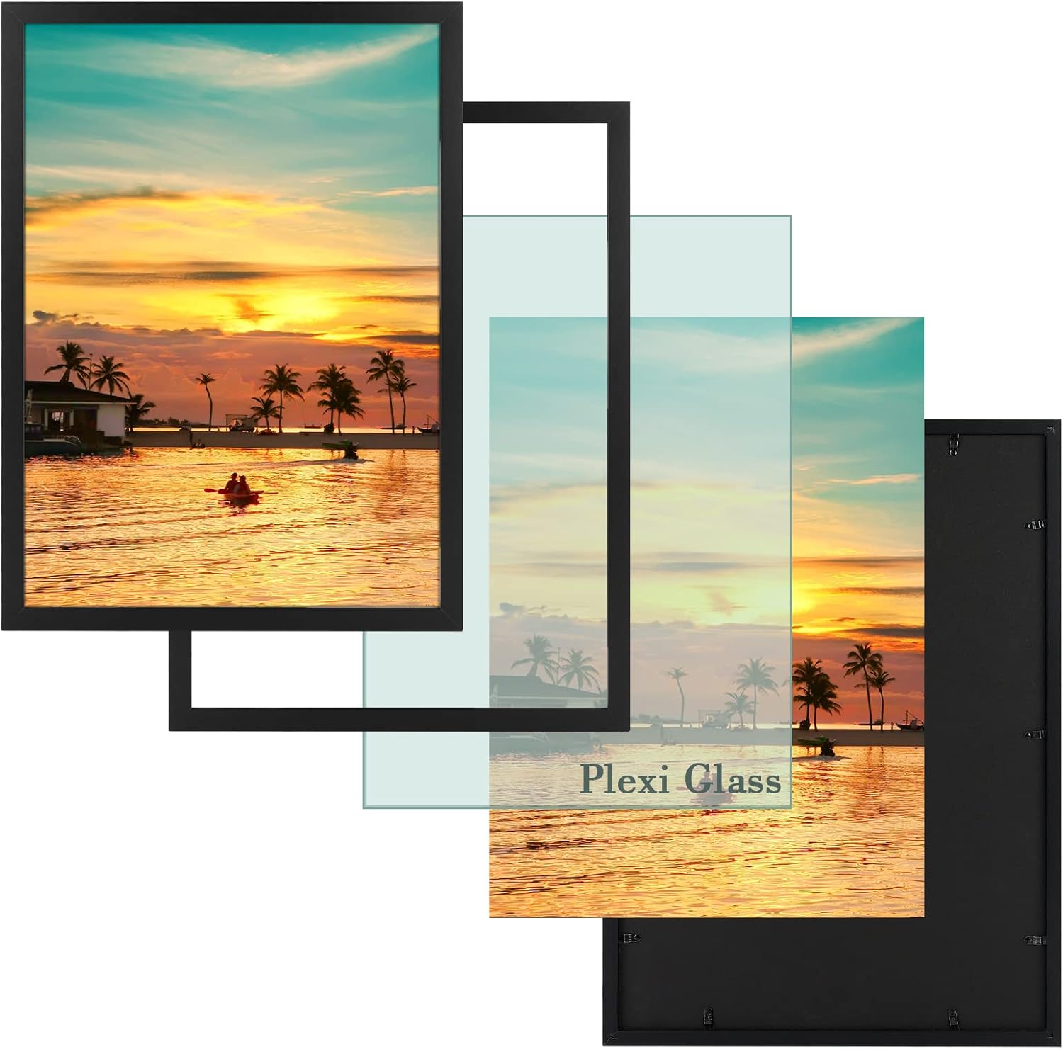 Frametory, A2 Frame with Plexiglass, 16.5x23.4 Black Picture Frame Gallery Wall Frame - Horizontal and Vertical Wall Mounting Hardware (2-Pack)