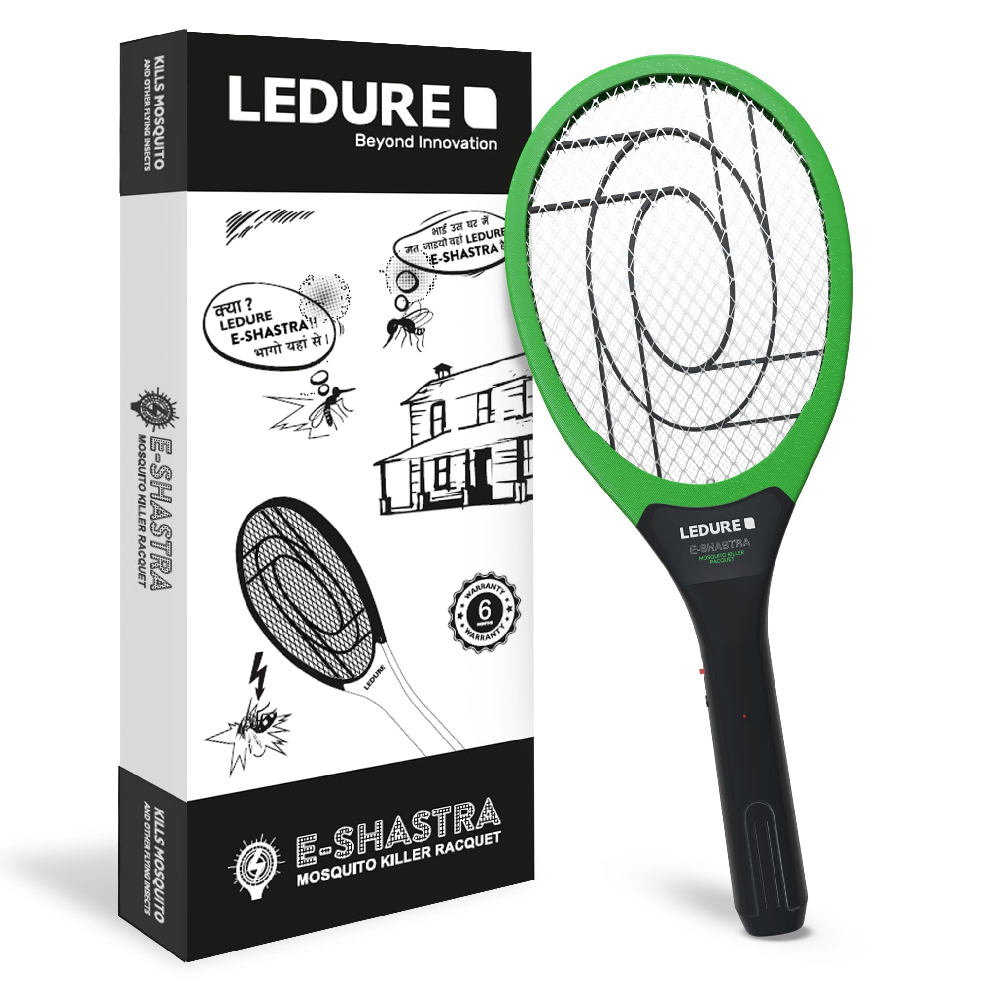 EShastra Mosquito Racquet, Electric Rechargeable Insect Killer Bat, Shock Proof Racket, 6 Months Warranty