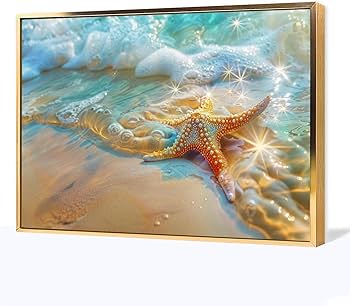 Amazon.co.jp: 絵画 波で打ち上げられたヒトデインテリア 絵画 美しい