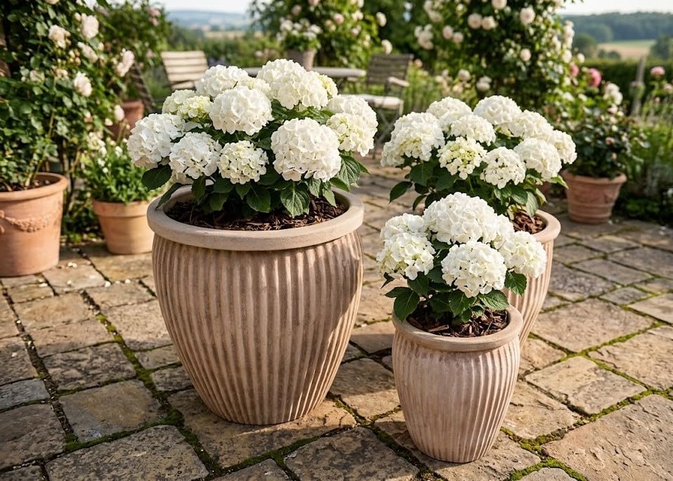 GartenGees Pflanzkübel Vase Blumentopf antik gestreift Terracotta,frostfest!3 Größen (44 cm Ø)