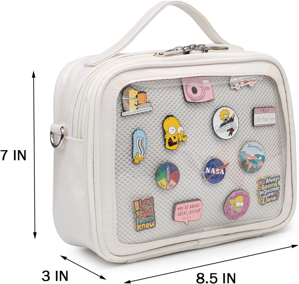 RAINBOW SMILE Ita Bag Kawaii Crossbody Purse Bag Messenger Clear Shoulder Bags Pin Display Bag