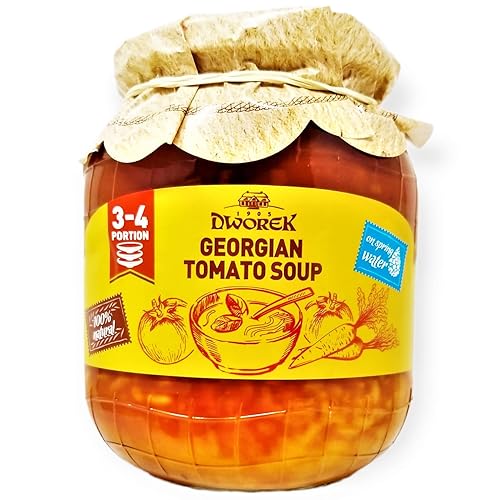 Dworek Sopa de tomate georgiana, 100% natural, sin conservantes, sin OMG y fácil de preparar sopa con agua de manantial, 24.3 onzas, paquete de 1