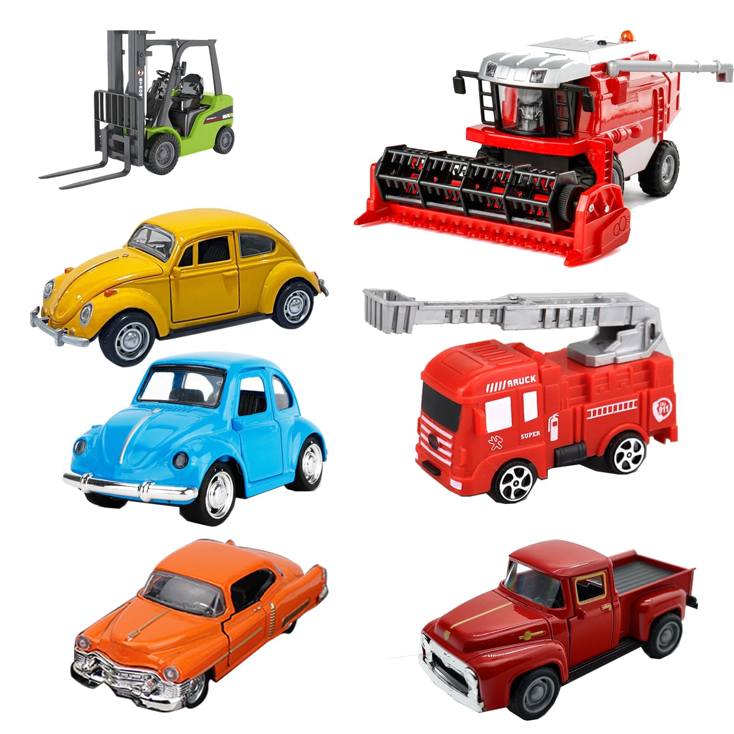 7PCS Toy Car Diecast 1:55 Metal Die-Cast Portable Boy Girl Child Toy Vehicles