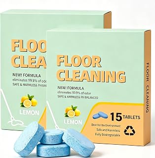 DOUNIU 30 Count Floor Cleaning Tablets, Lemon Scent Fast Dissolving Floor Cleaner Tablets, No Sticky Residue Floor Cleaning Refill for Tile, Vinyl, Laminate and Hardwood Floors